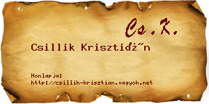 Csillik Krisztián névjegykártya